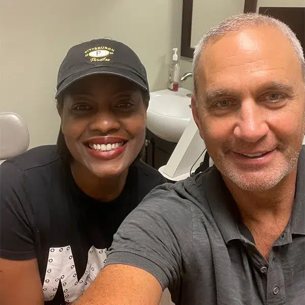 Happy patient and doctor selfie